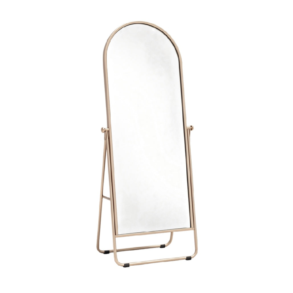 Elegant Freestanding Arched Mirror with Gold Frame